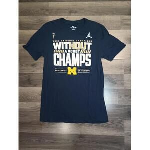 Nike Jordan T-shirt Michigan Wolverines 2023 National Champs Navy Size S